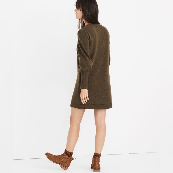 Madewell Bubble Sleeve Sweater Dress in Heather Fatigue - Picture 2 of 9